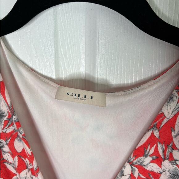 Gilli Red and White Floral Sleeveless Wrap Dress Size Large - Picture 4 of 6
